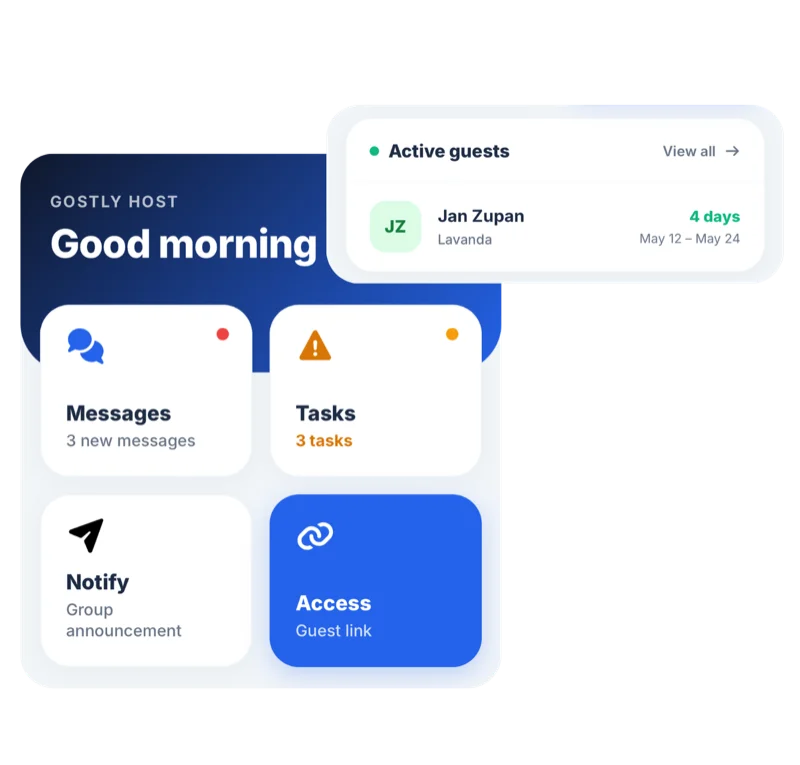 Host dashboard overview in Gostly